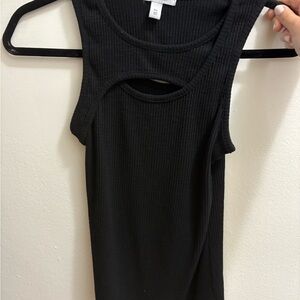Black Sleeveless Ribbed Top